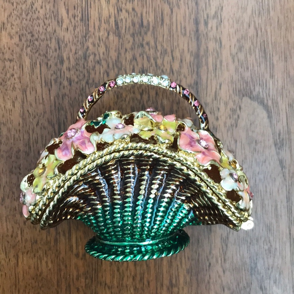 Flower Basket Hand Painted Trinket Box
